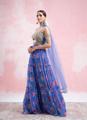 Jalsa Printed Lehenga With Cutwork Embroidered Blouse